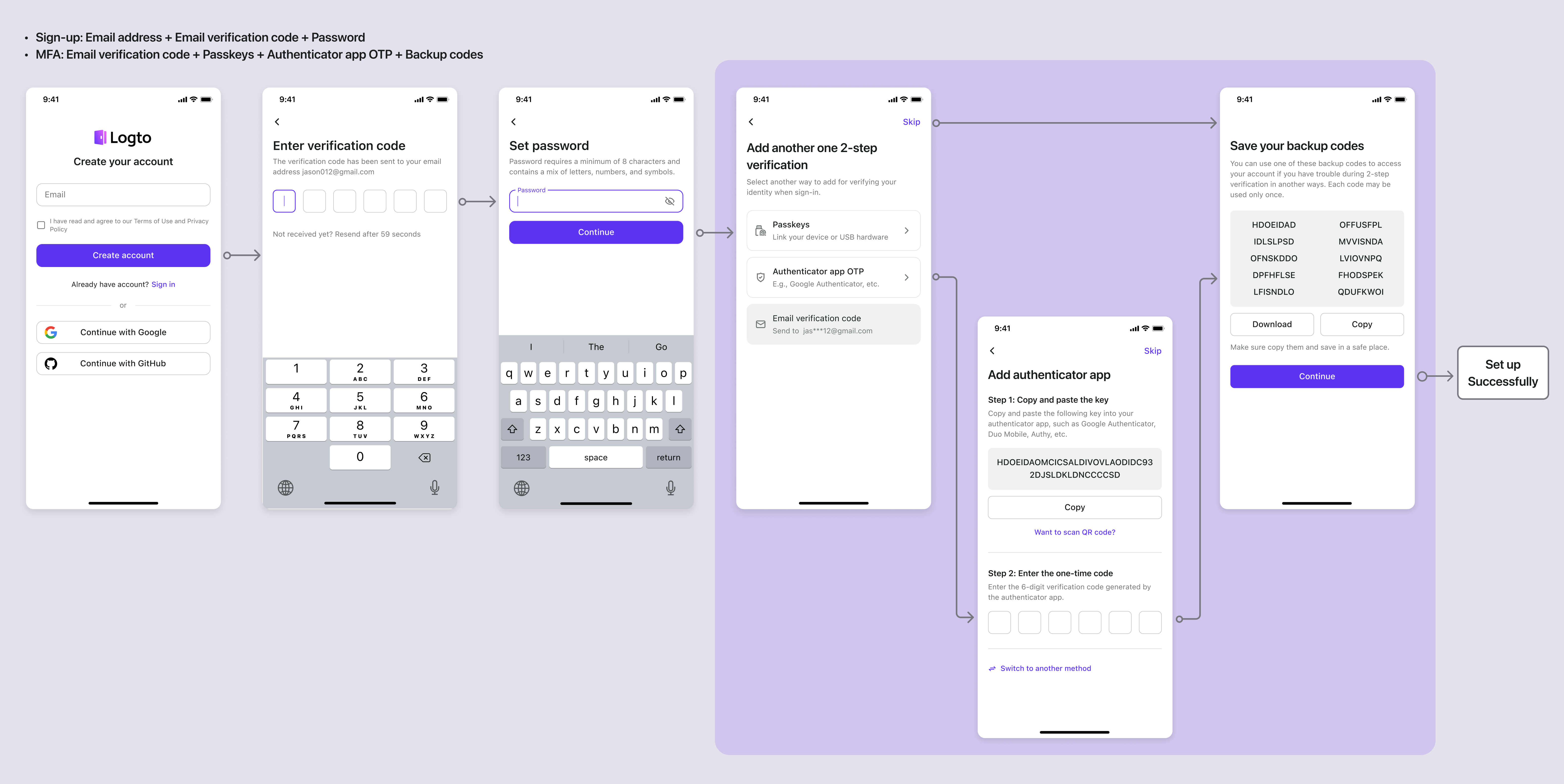 이메일 MFA 설정 흐름 3