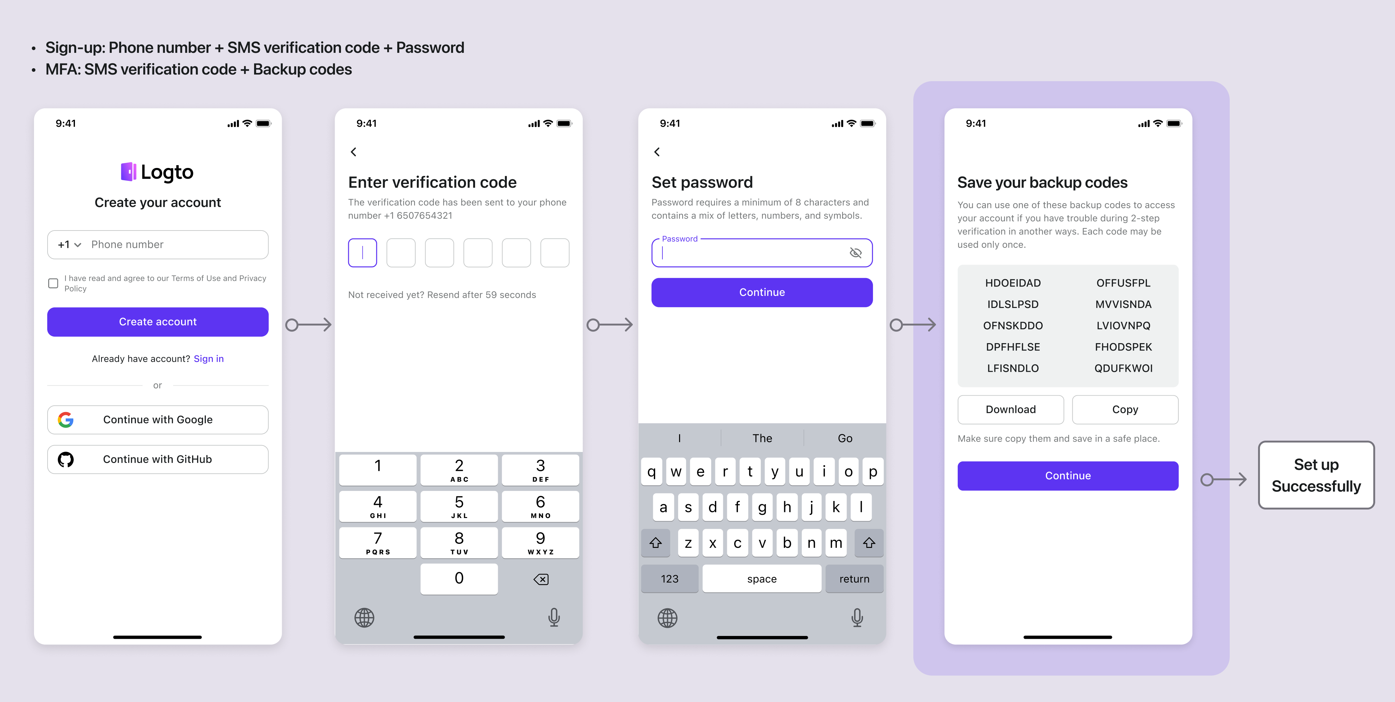 SMS MFA 설정 흐름 2