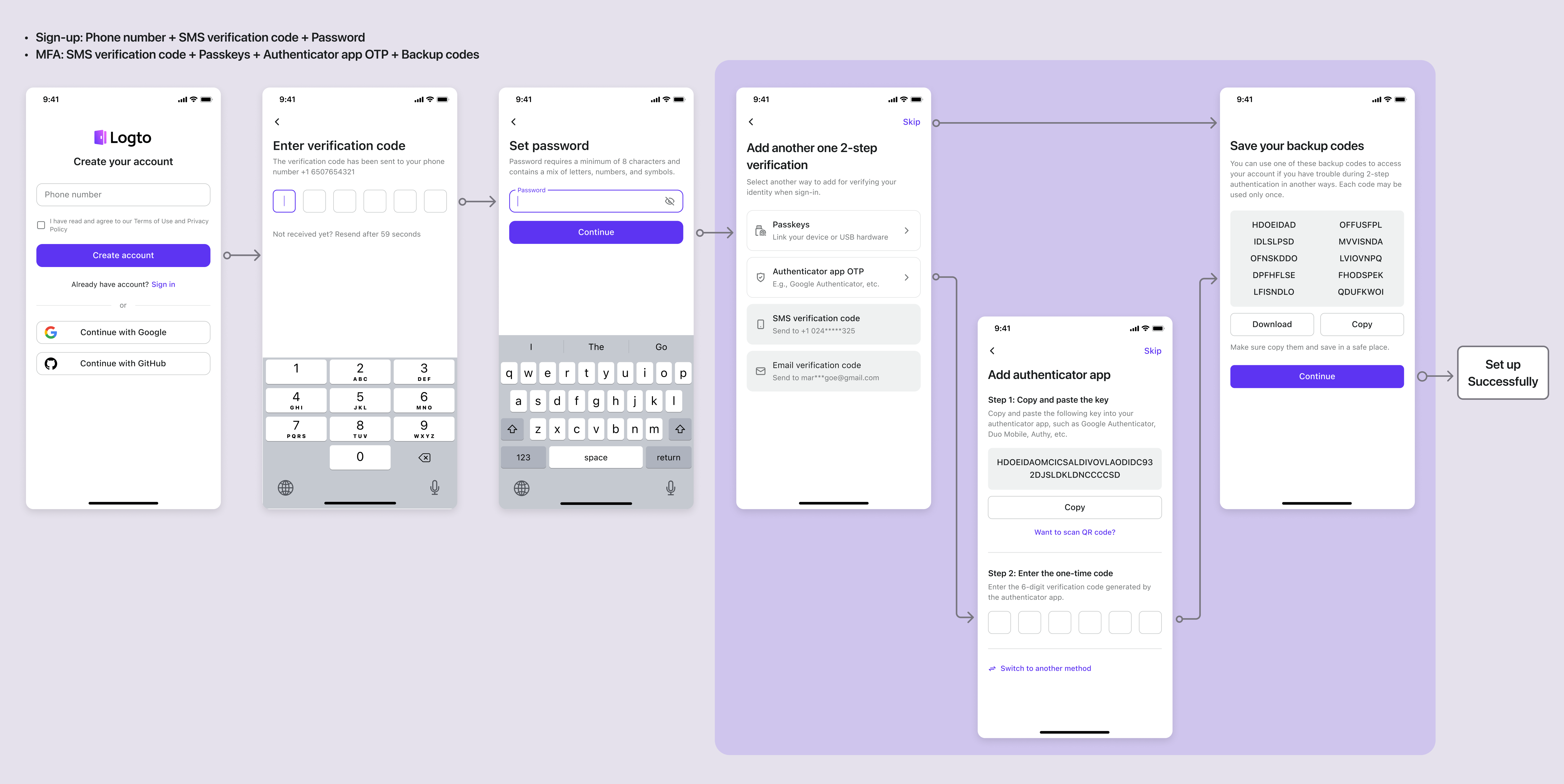 SMS MFA 설정 흐름 3